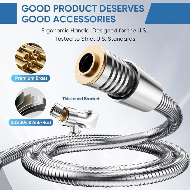 8 Mode High Pressure Handheld Shower Head w/ Anti Clog Nozzles & 59" Hose6