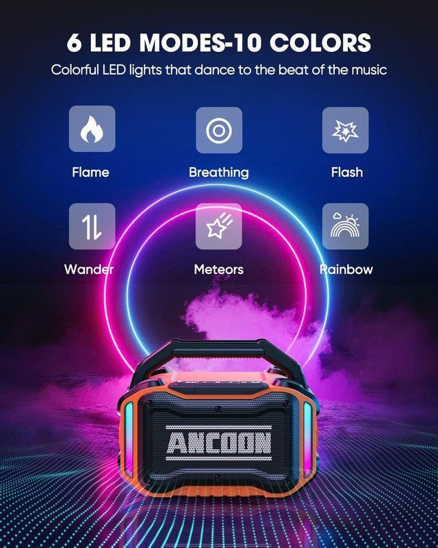 80W Bluetooth Speaker, Loud Bass, IPX6 Waterproof, 20H Playtime, TWS, Orange5