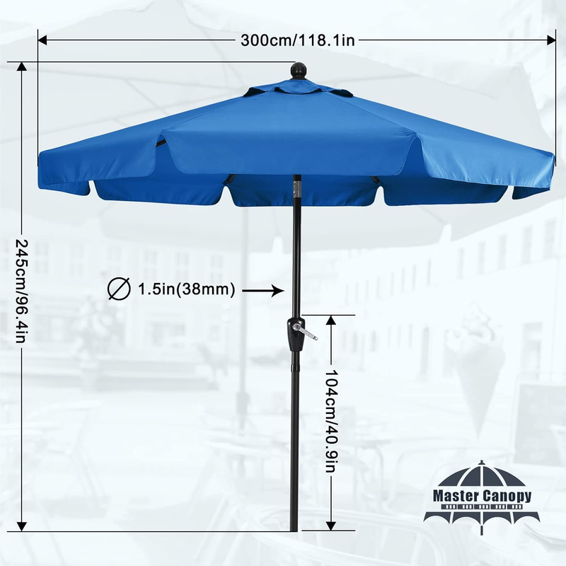 10Ft Patio Umbrella with Valance, Crank and Tilt – 8 Ribs Outdoor Market Umbrell1