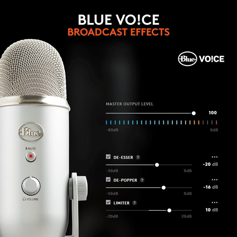 Blue Yeti USB Microphone for Gaming Streaming Podcast YouTube Discord PC Silver3