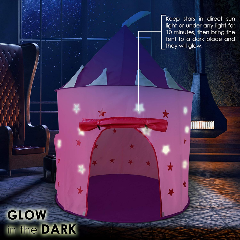 Princess Play Tent Castle Tunnel Set Glow in Dark Stars Girls Toy Gift5
