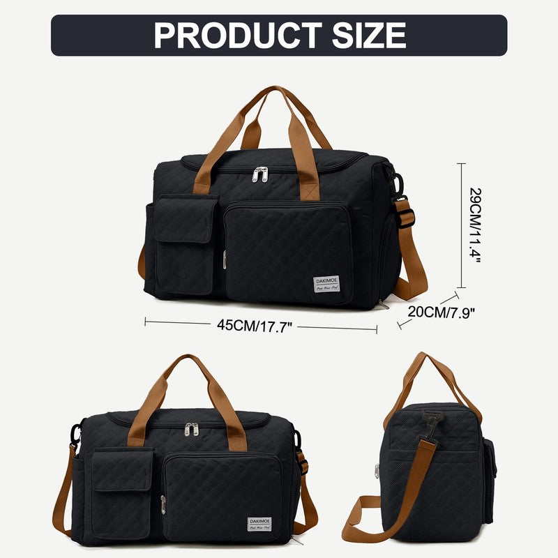 Waterproof Weekender Gym Duffel Bag Shoe Compartment Black Brown2