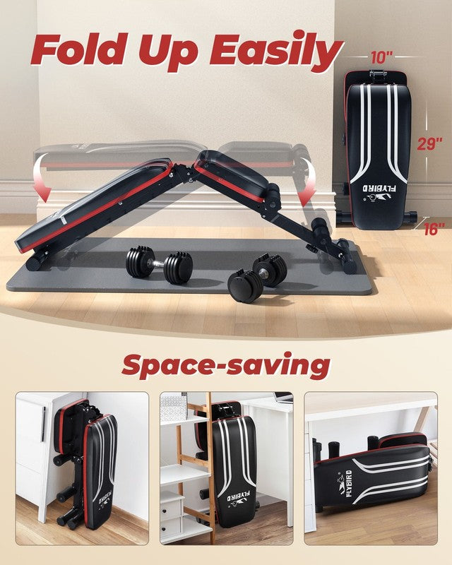 Adjustable Folding Weight Bench for Home Gym, Includes Resistance Bands4