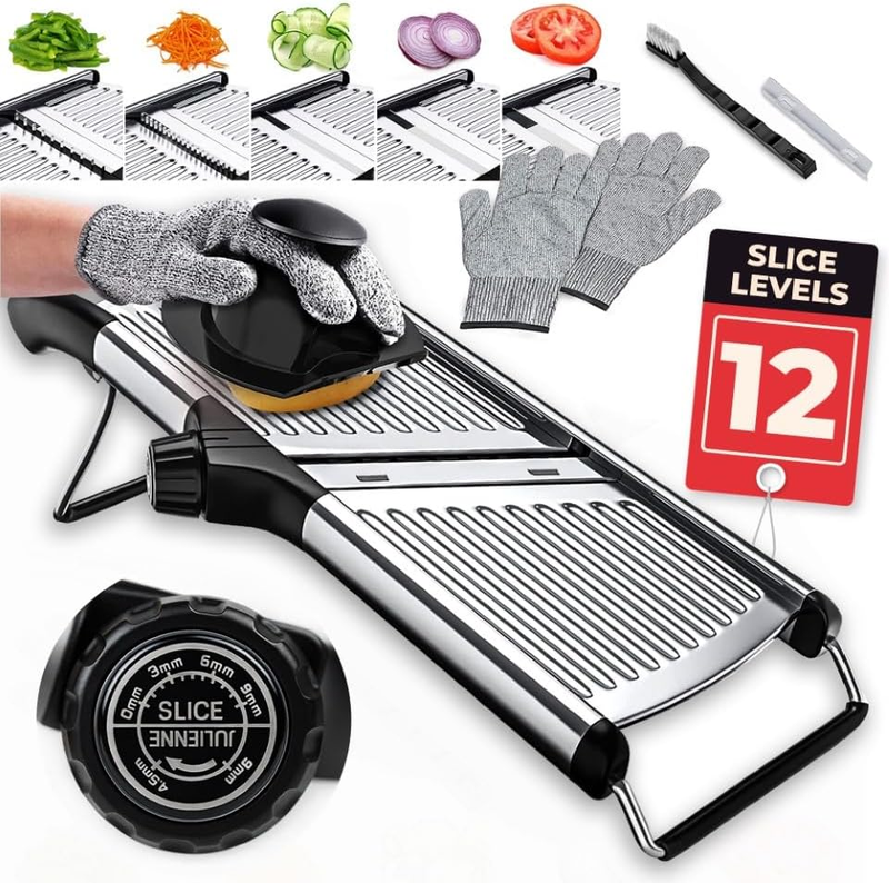 Gramercy Adjustable Mandoline Slicer w/ Cut Resistant Gloves Stainless Steel7