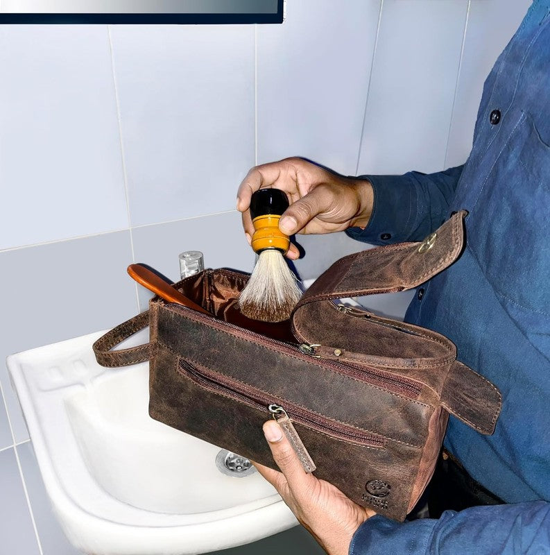 Leather Toiletry Bag Dopp Kit Travel Organizer Makeup Shaving Case5