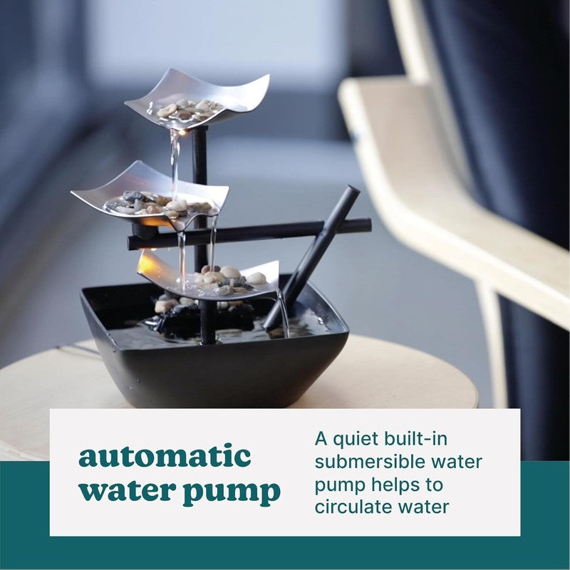 Tabletop Water Fountain, Home Décor Soothing Sound Machine -  8.25” Tall7