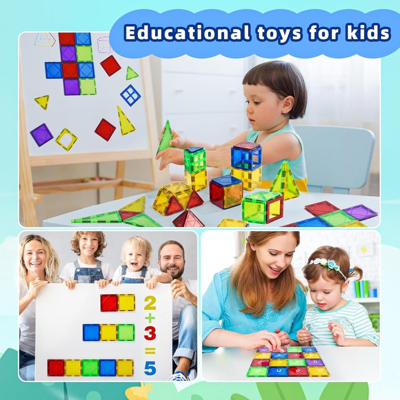 Magnetic Tiles Toys for Kids Preschool Learning, Magnetic Blocks Sensory Montess6