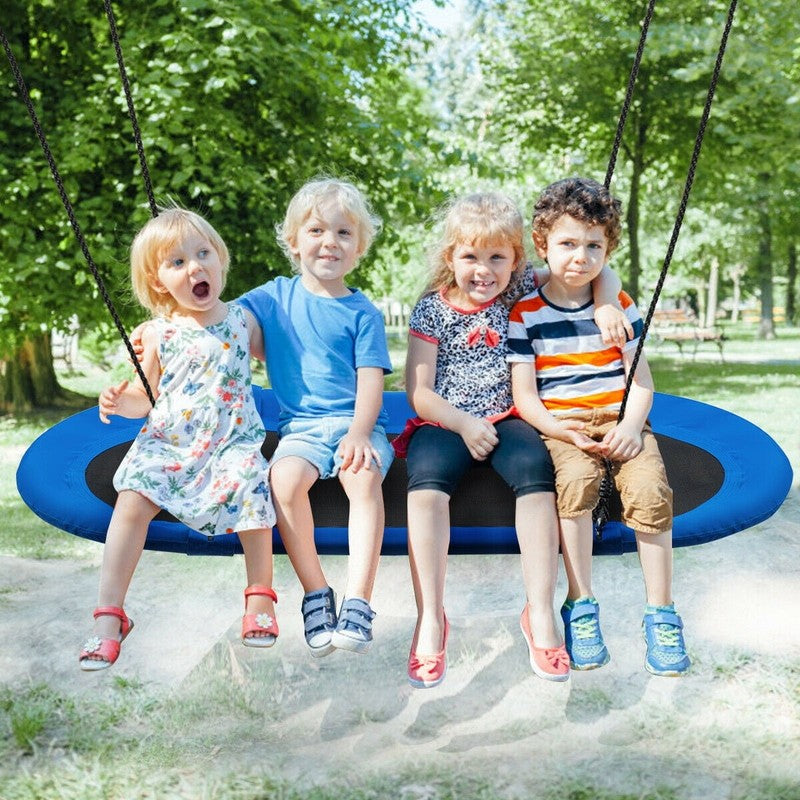 60" Saucer Tree Swing, Adjustable Outdoor Kids Giant Oval Platform, Blue2