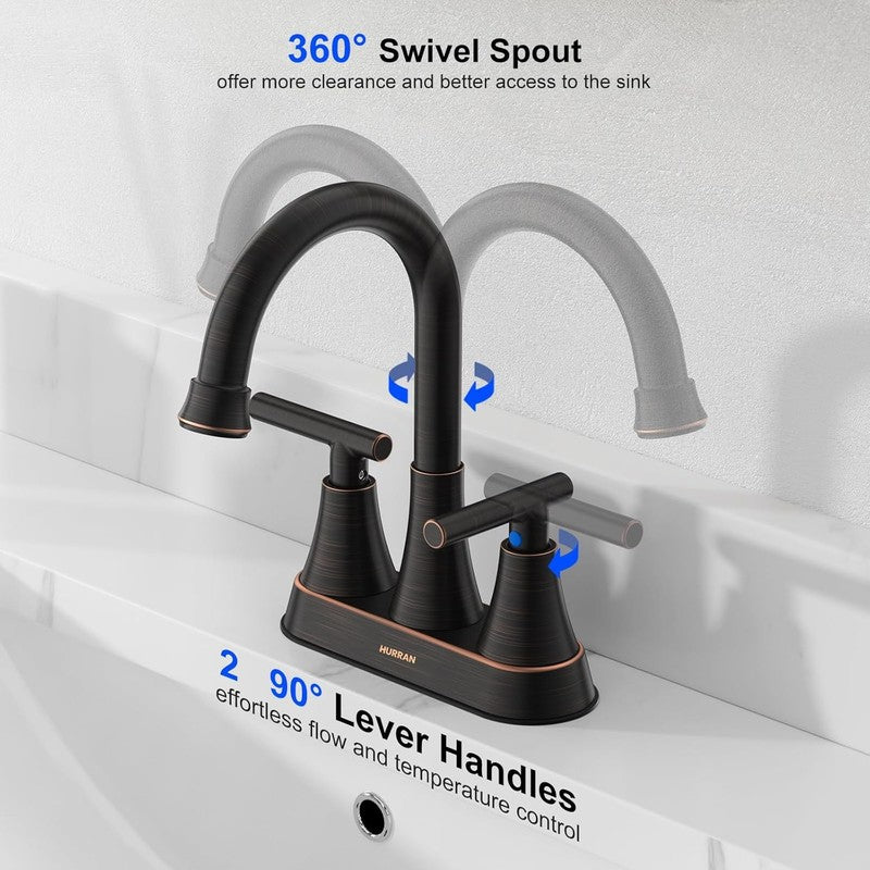 Bathroom Faucet 2 Pack Oil Rubbed Bronze 4" Centerset w/ Drain Hoses2