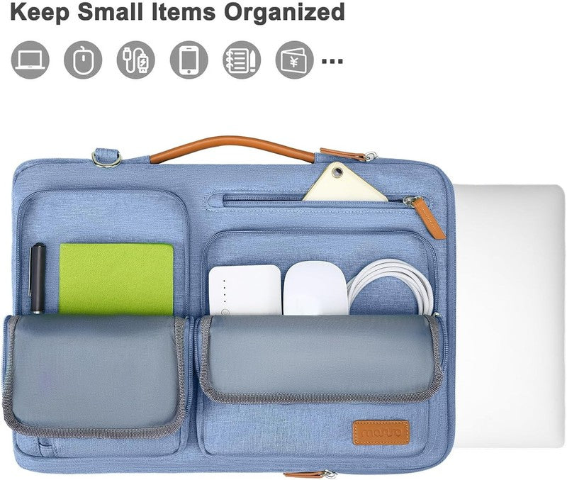 15.6 Inch Laptop Shoulder Bag 360 Protective Messenger 4 Zipper Pockets3