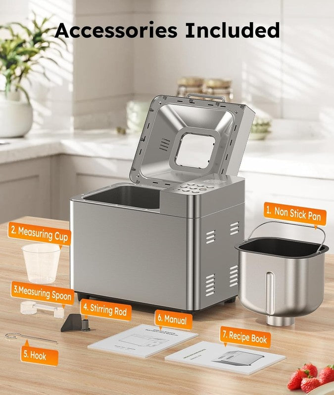 2LB 17-in-1 Bread Maker Machine Stainless Steel Automatic Non-Stick8