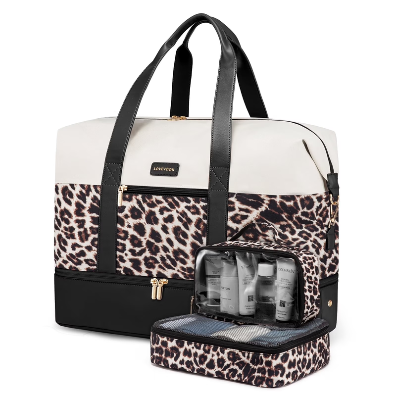 Women Travel Duffel Bag Large Weekender Gym Bag Shoe Compartment Packing Cubes7