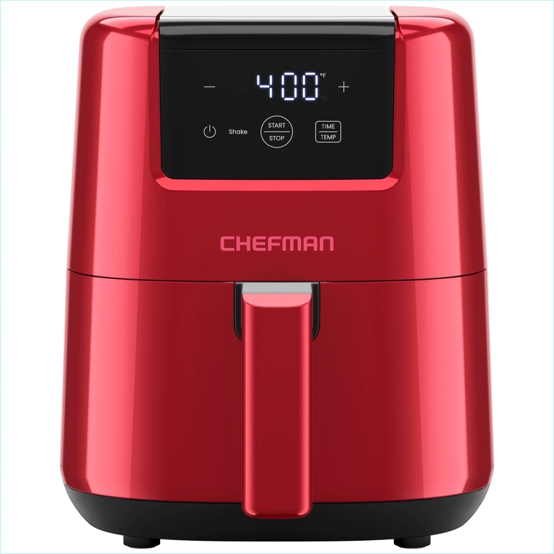 2 Qt Compact Air Fryer W/ Digital Display and Shake Reminder - Red0