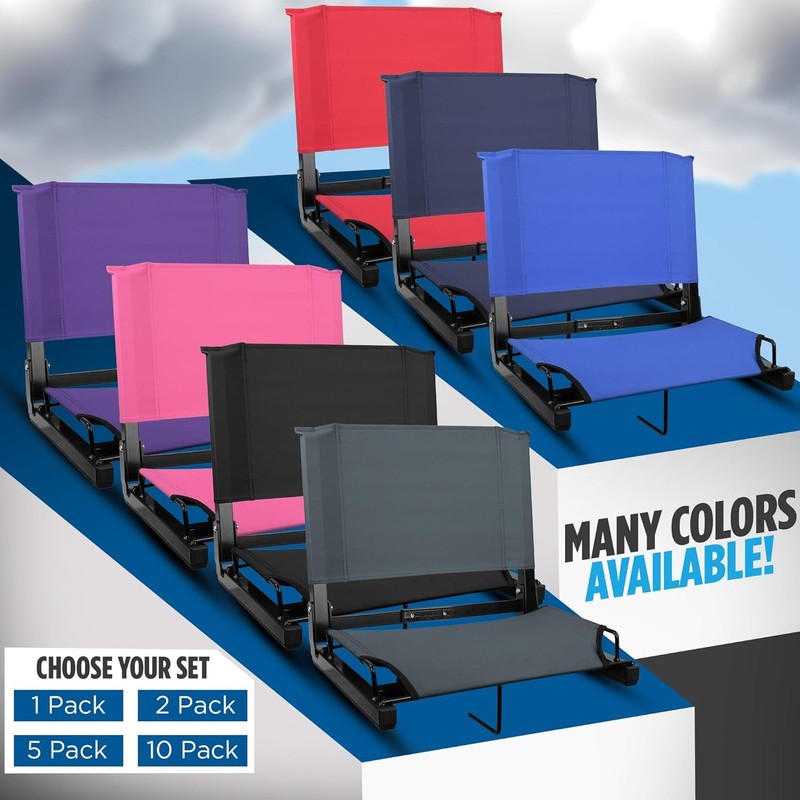 Bleacher Stadium Seat Chair w/ Back Support & Cushion Wide/Regular3