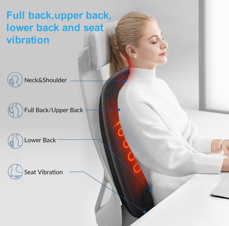 Shiatsu Back Massager w/ Heat, Deep Tissue Kneading Massage Seat Cushion, Black6