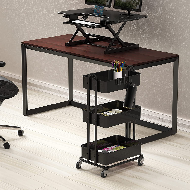 3-Tier Heavy Duty Metal Utility Rolling Cart, Black1