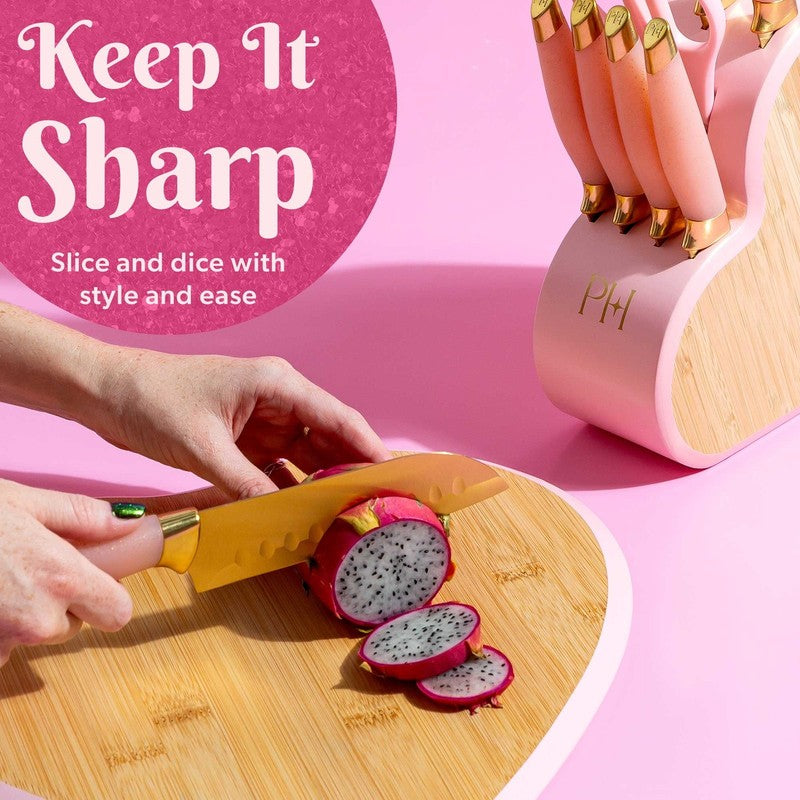 10 Piece Stainless Steel Kitchen Knife Set with Heart Shaped Block, Pink5