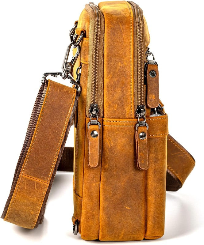 Leather Messenger Bag Men Small Sling Shoulder Crossbody Man Purse Pack5