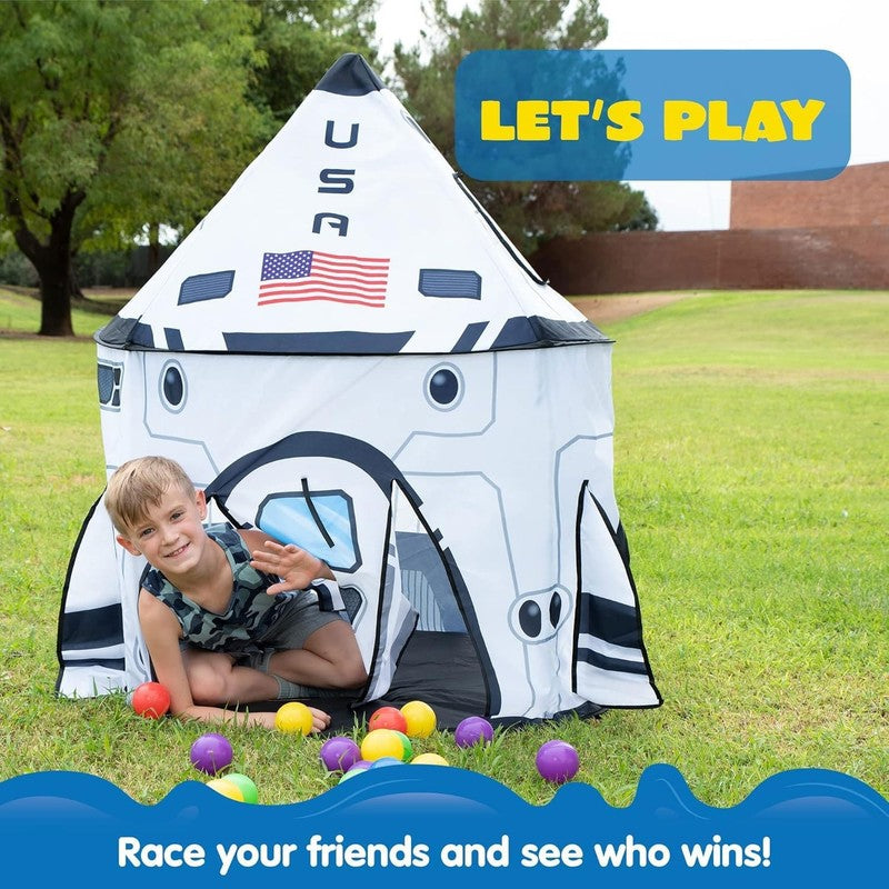 Rocket Ship Kids Pop Up Play Tent, Indoor/Outdoor Spaceship Playhouse2