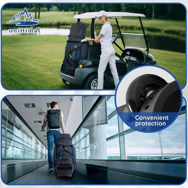 Soft Sided Golf Travel Bag w Wheels 1680D Padded Head Leather Accents Foldable6