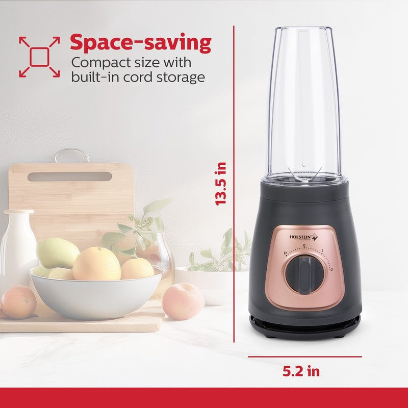 Personal Blender Grey Rose Gold with 25Oz Travel Jar, 2 Speeds + Pulse Function,5