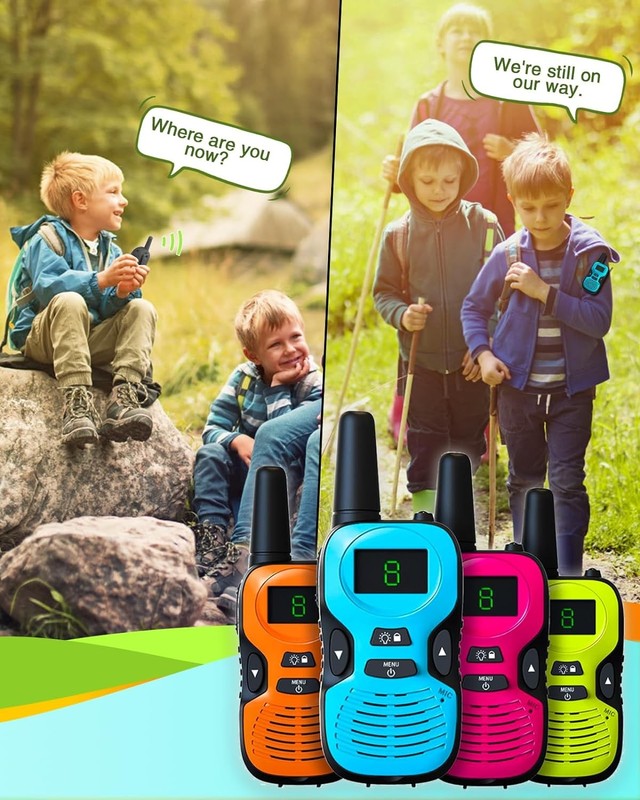 Kids Walkie Talkies 4 Pack Long Range Toy Radios Flashlight LCD 3 Miles 5 75
