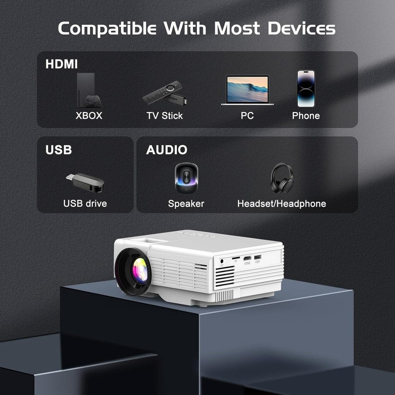 Full HD Mini Bluetooth Projector with Screen, HDMI/USB, Portable Home Cinema6