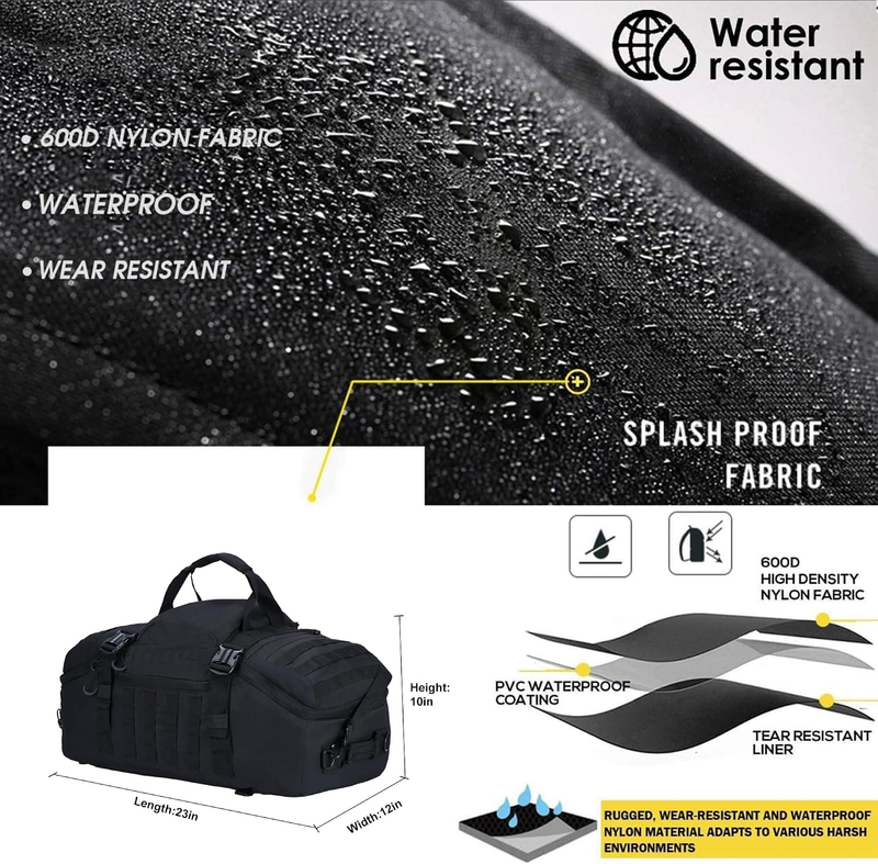 3 in 1 Gym Bag Duffel Backpack Waterproof Travel Sports Camping Gear5