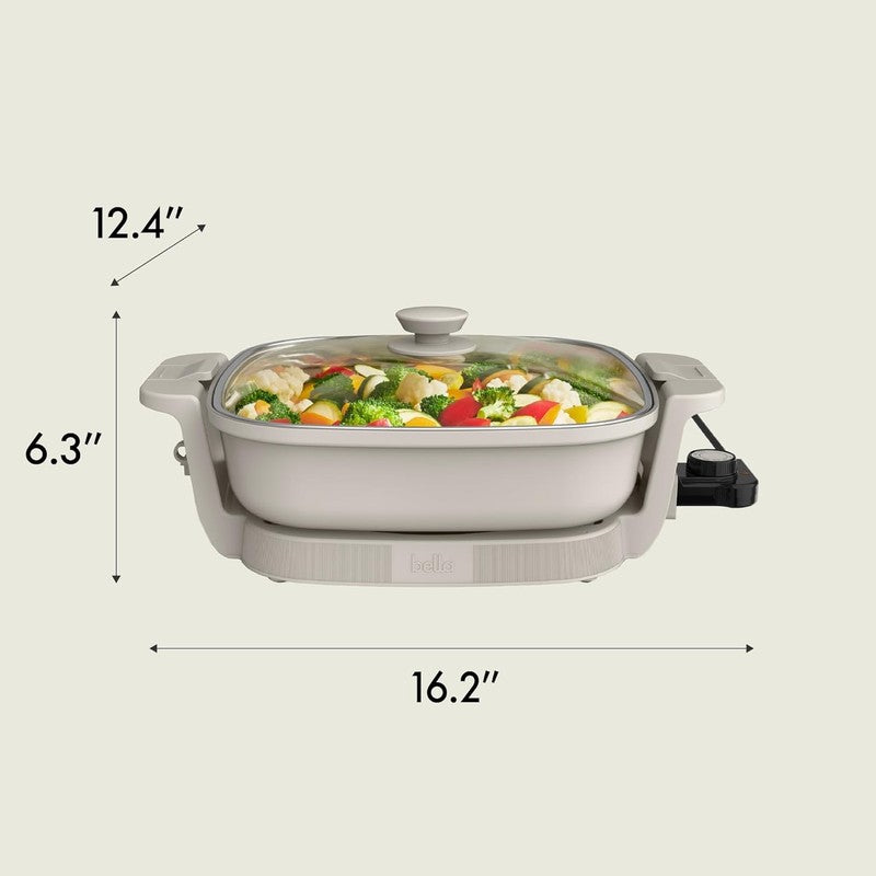 Make & Take Electric Skillet Ceramic Nonstick Adjustable Temp 1200W Oatmilk7
