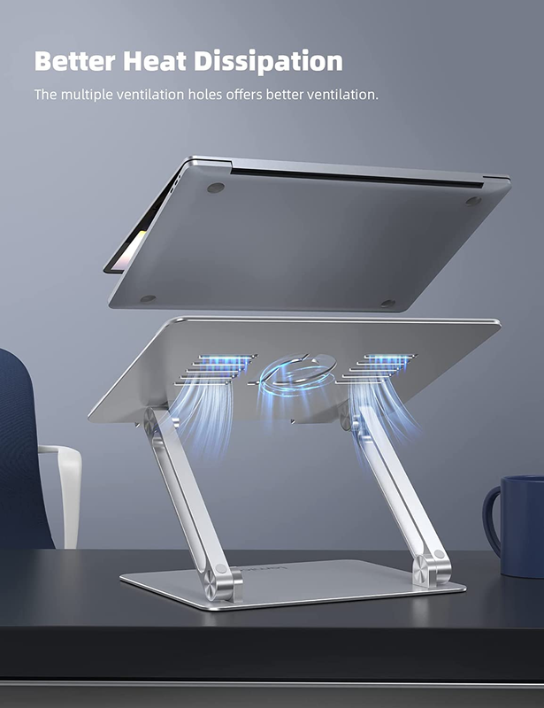 Adjustable Aluminum Laptop Stand Foldable Riser Desk Holder 10 17.3" Silver2