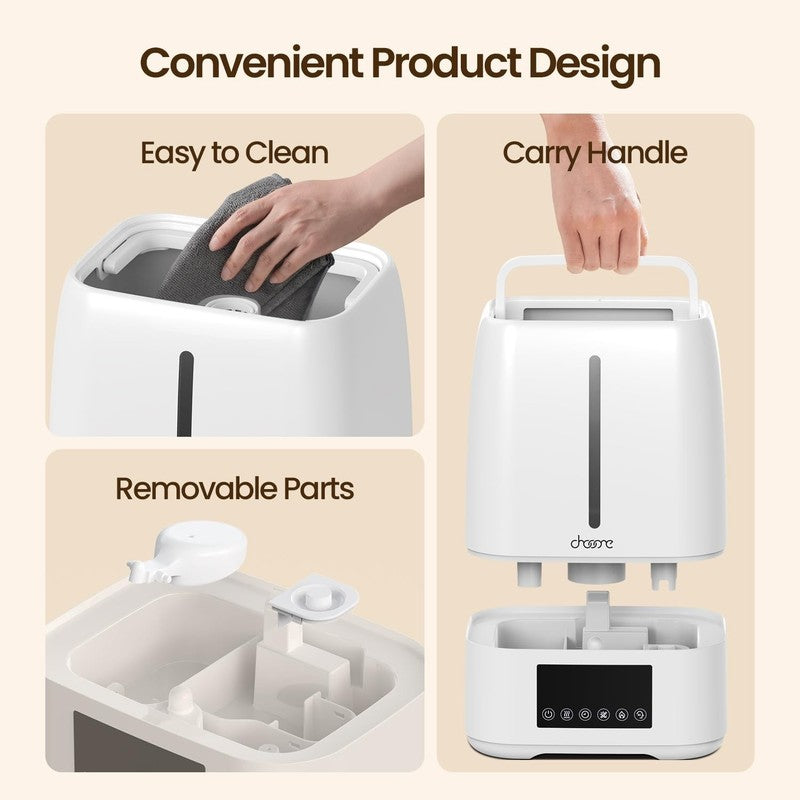 Humidifier 6L Cool & Warm Mist Top Fill Quiet w/ Timer Diffuser White7