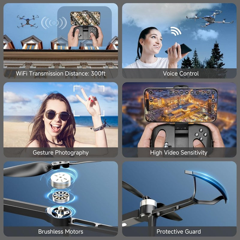 Drones with Camera for Adults 4K Brushless Motor Drone for Kids Beginners, FPV F2