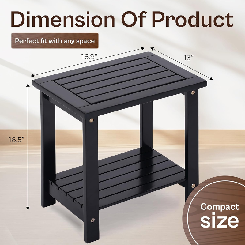 2-Tier Adirondack Side Table – Weather Resistant Wooden End Table, Rectangular R1