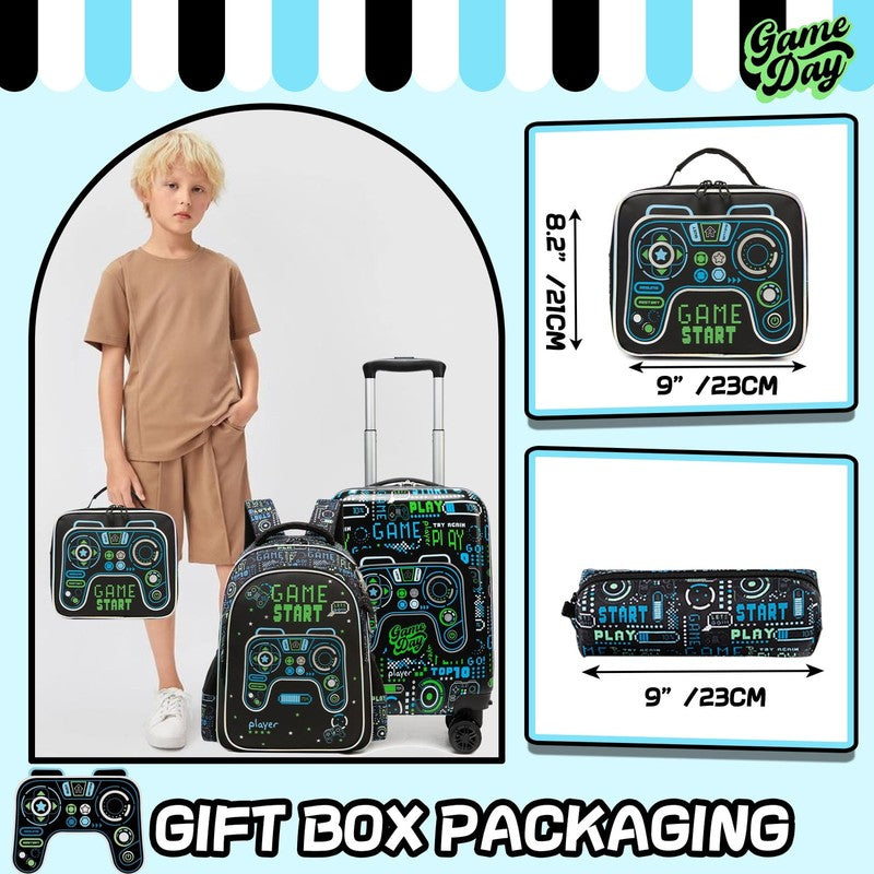 Kids Rolling Luggage Sets for Boys 5 Piece Suitcase Set with Travel Pillow Hards2
