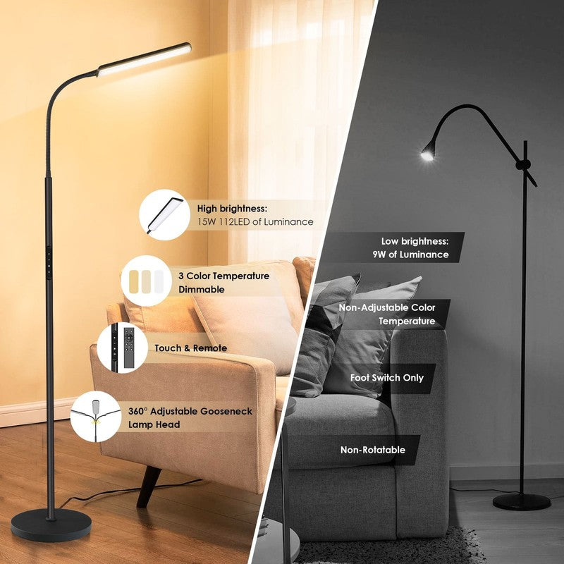 LED Dimmable Floor Lamp w/ Remote & Touch, 3 Colors, Black Modern Standing Lamp7
