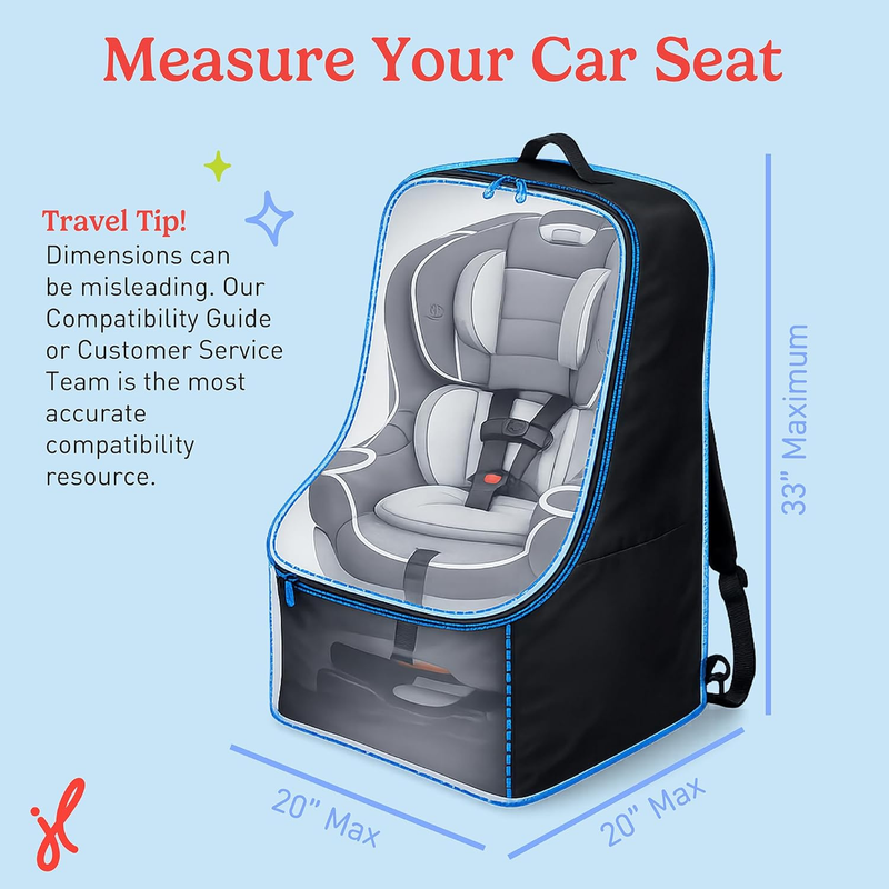 Padded Car Seat Travel Bag Backpack Airline Gate Check Infant Booster Black2