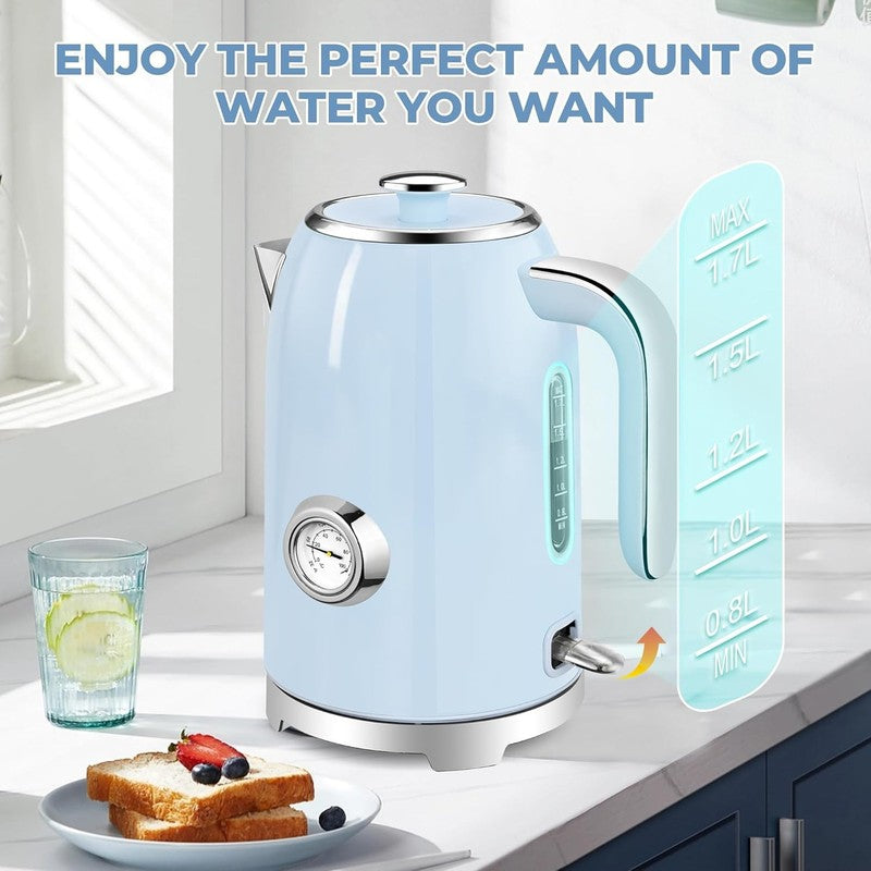 Electric Kettle 57Oz 1500W Stainless Steel Fast Boil w/ Thermometer Blue4