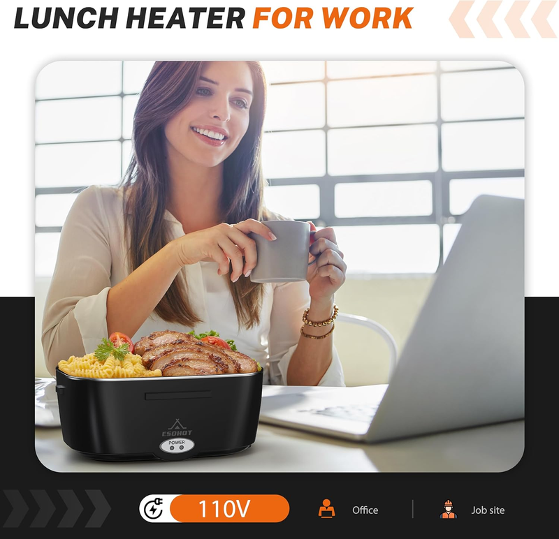 120W Heated Lunch Box 1.5L 304 Stainless Steel 12V/24V/110V Portable2
