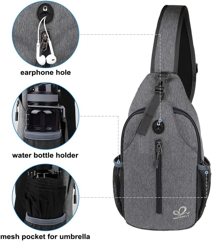 Dark Gray Crossbody Sling Backpack Travel Hiking Chest Bag Daypack3