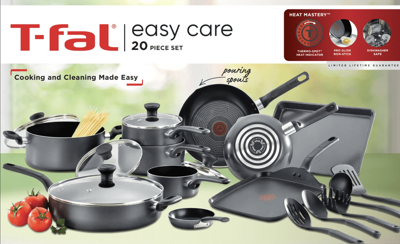 20 Piece Nonstick Cookware Set Easy Care Pots and Pans Grey10