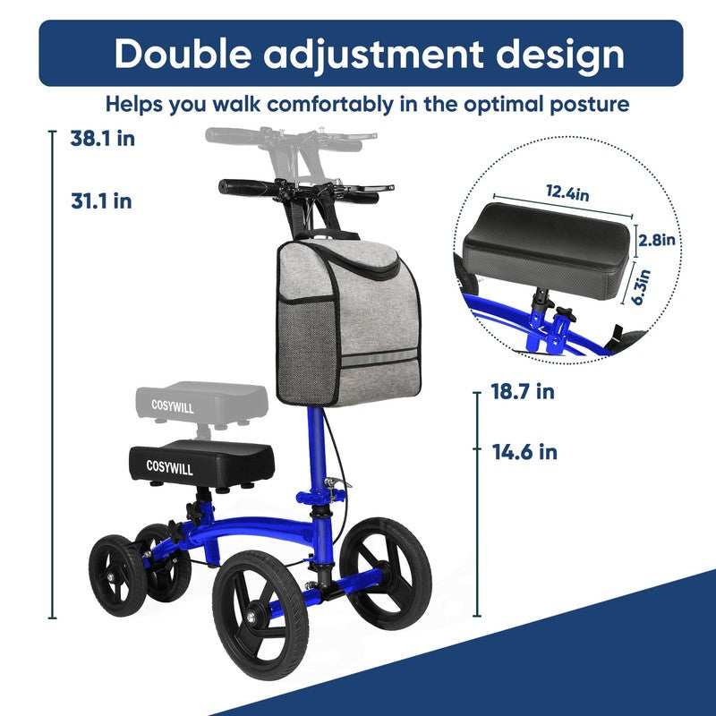 Steerable Knee Scooter All Terrain Foldable Walker Crutch Alternative Blue7