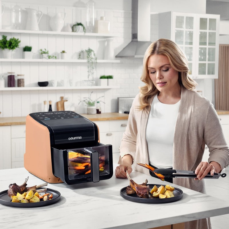 7QT Digital Air Fryer Panoramic View Window 12 Preset Touch Screen Cooker Peach2