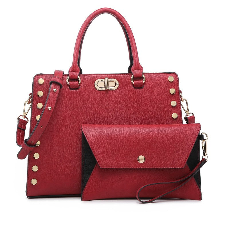 Women Satchel Handbag Shoulder Tote Work Bag with Matching Wallet4