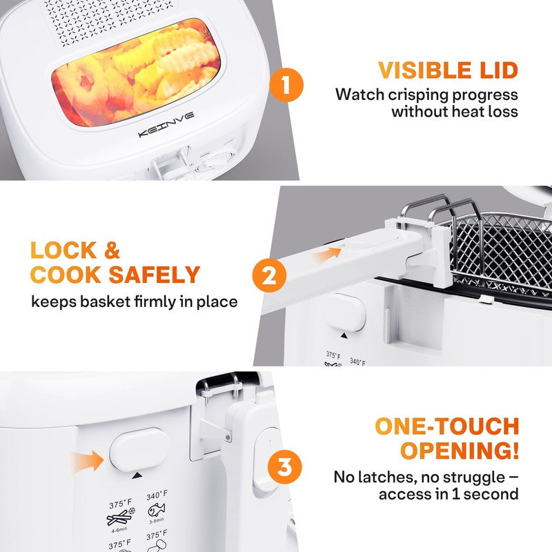 2.5L Electric Deep Fryer, 1500W, Temp Control, Viewing Window, Easy Clean, White7