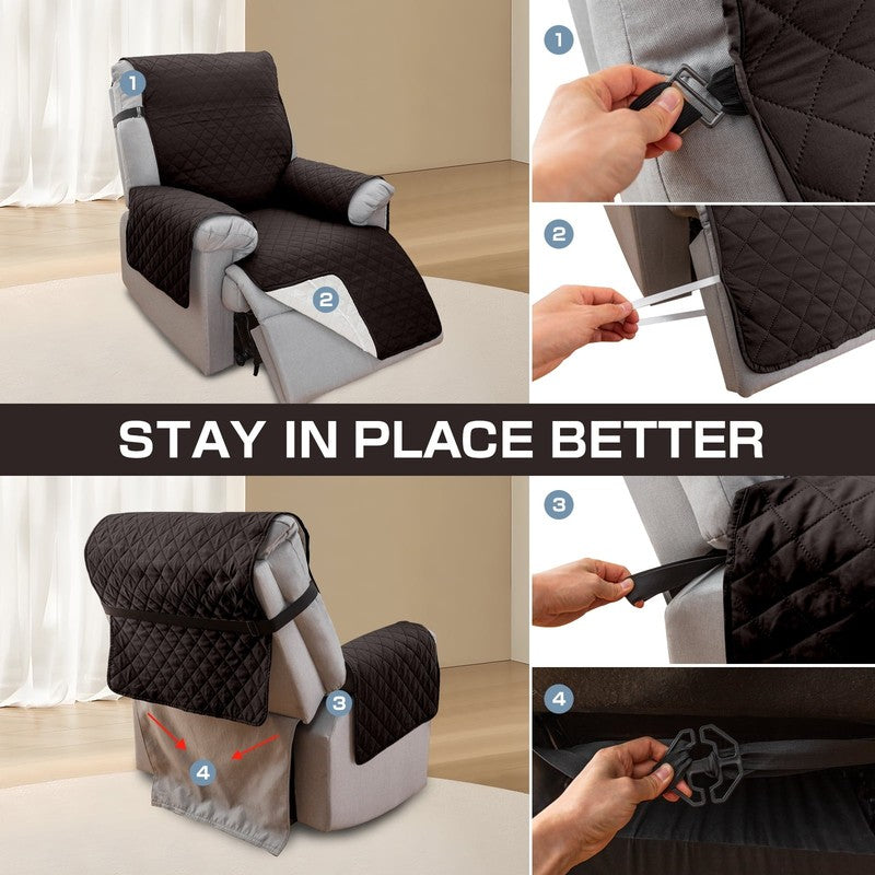 Non-Slip Recliner Chair Cover 25" Chocolate with Pocket for Dogs & Pets6