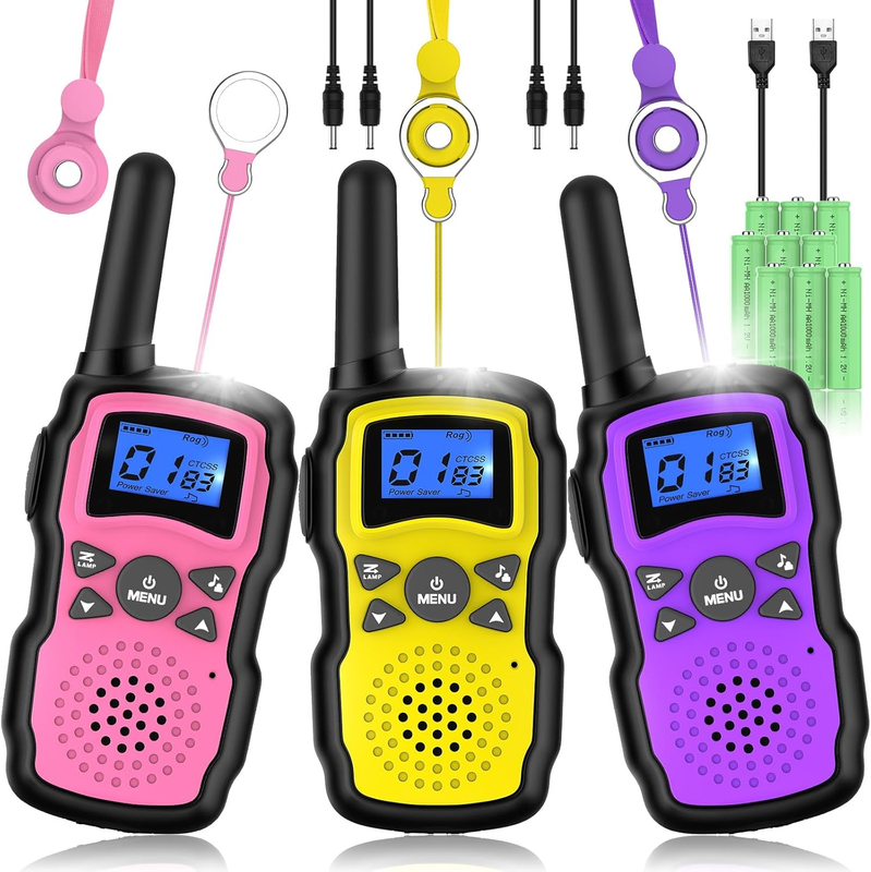 Wishouse Kids & Adult Walkie Talkies 3 Pack Rechargeable Toy Radios USB Charger0