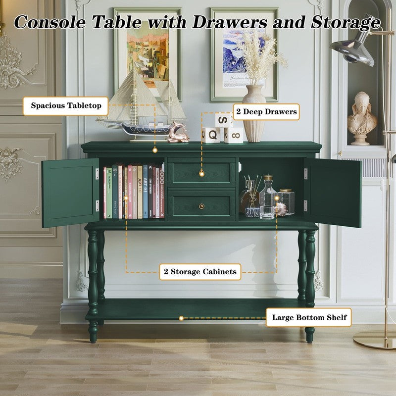 42” Farmhouse Modern Console Table Entryway w/ Storage Shelf Green6