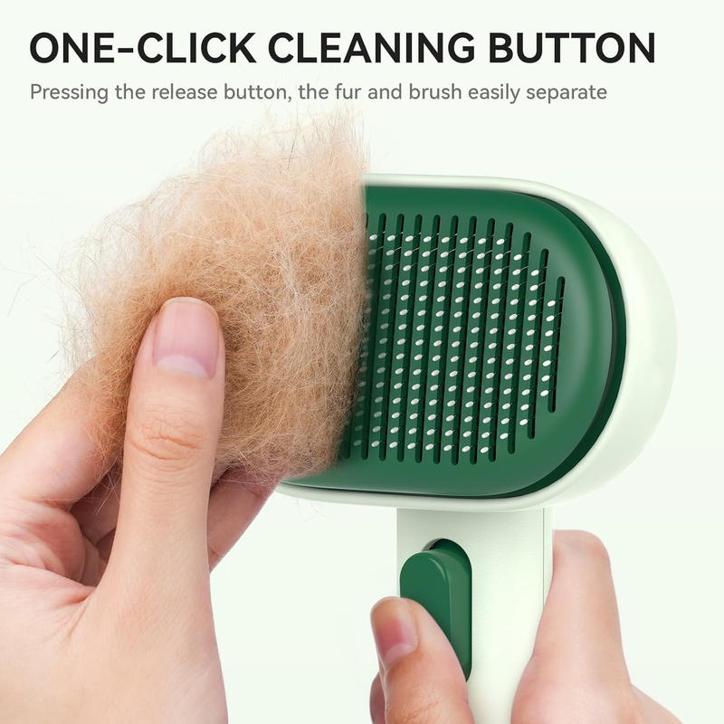 Cat Brush Shedding Cats Dogs Deshedding Removes Loose Fur Massage Forest Green3