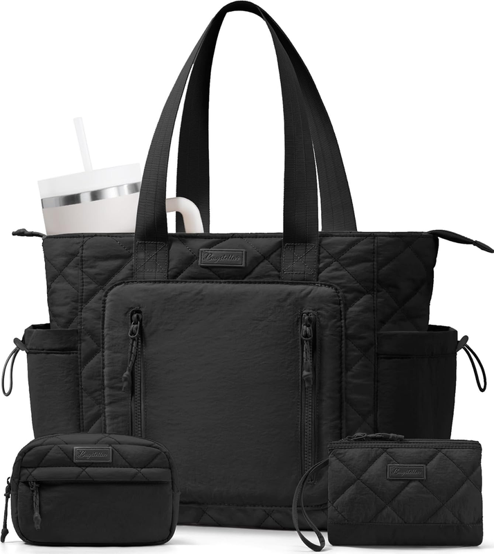 Women’s Puffer Tote Bag Lightweight Quilted Shoulder Handbag Work Laptop Gym0