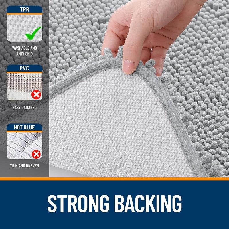 Extra Soft Chenille Bathroom Rugs 30x20, Quick Dry, Machine Washable, Light Grey5